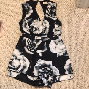 Black and White Rose Romper